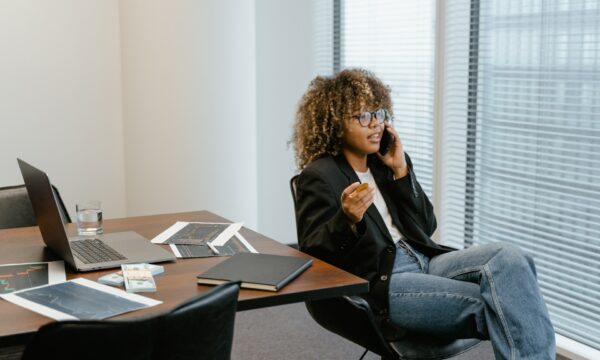 woman in a phone call